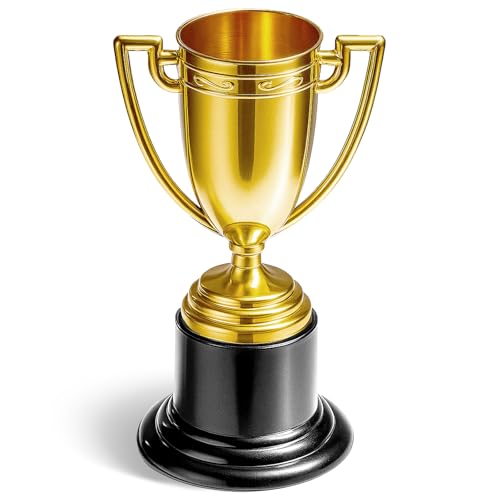 Exircy Mini Pokal, Mini-Trophäen Goldene Trophäenbecher für Sport-Turnier-Gewinn-Preise Siegerpreis Partygeschenke leichte Kunststoff-Gold-Trophäen