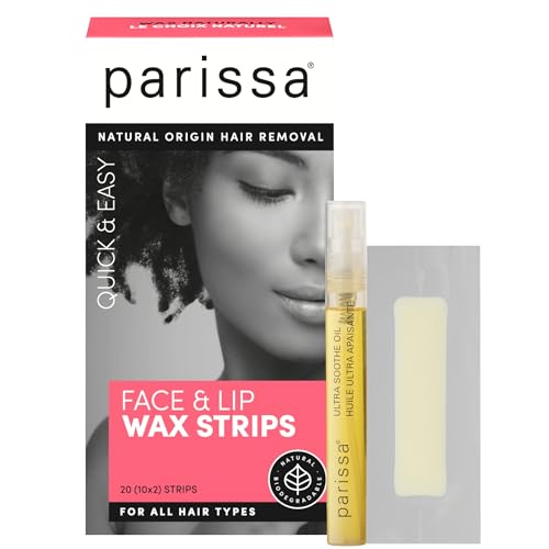 Parissa Natural Face & Lip Wax Strips | Beginner-Friendly & Gentle for Sensitive Skin | Ready-to-Use Strips for Upper Lip, Chin & Face | 20 Strips (10 x 2)