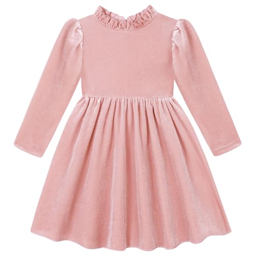 Toddler Girls Velvet Dress Puff Long Sleeve Lace Collar Halloween Party Dresses Baby Fall Winter Clothes 2-7T