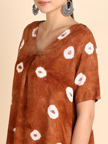 Image of Maaesa Hand Dyed Half Sleeves Rayon Top