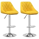 vidaXL 2X Taburete de Cocina Casa Bistró Pub Restaurante Mostrador Asiento Reposapiés Silla Alta de Bar Moderno Ajustable Terciopelo Amarillo Mostaza