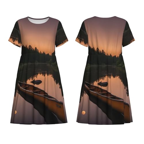 Robe d'été à manches courtes Moonlit Canoe pour un style décontracté au quotidien