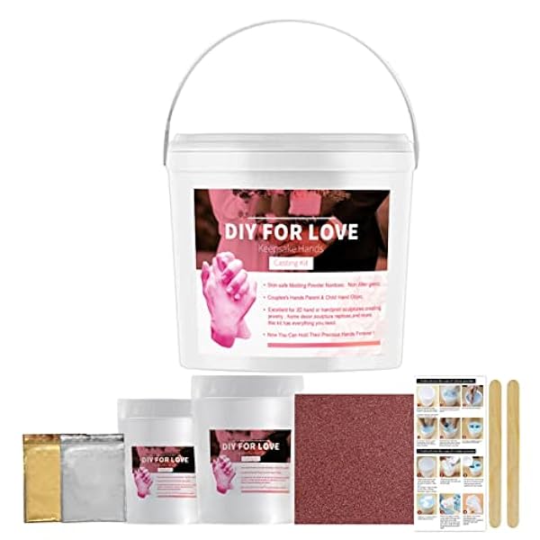 FETION Kit de fundición a Mano - Bricolaje Kit de moldeo de Manos - Kit de moldes de esculturas de Recuerdo - Sostenga de fundición de Yeso de Molde - for Adultos, Parejas, día de San Valentín