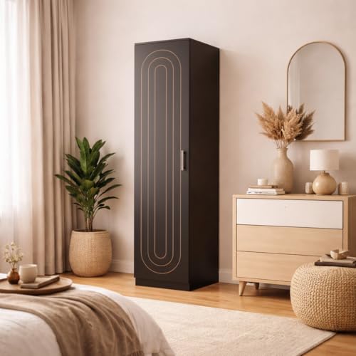 Image of Spyder Craft Arceus Single Door Engineering Woo Wardrobe for Clothes, Stylish Cupboard for Bedroom, Multi-Utility Design with Multirack Storage, Engineered Wood