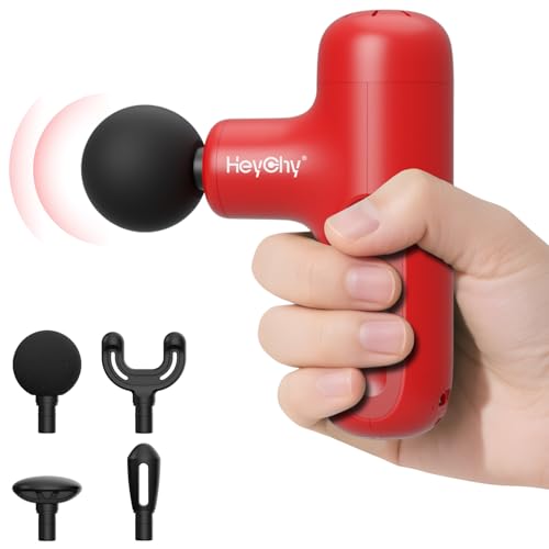 18% off - HEYCHY Super Mini Massage Gun Deep Tissue, Handheld Muscle Massager with 4 Heads, Percussion Travel...