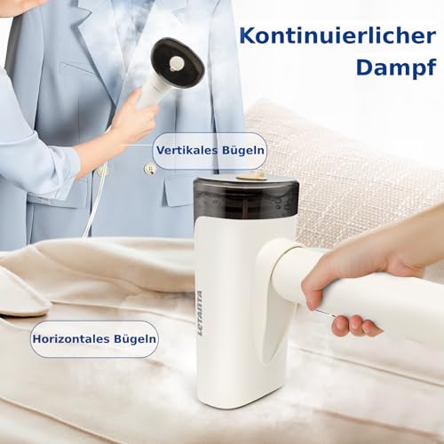 Tragbarer Dampfglätter 1200W, Handdampfer mit 30s Schnellaufheizung, 150ml Wassertank, 90° Faltbar, 2-in-1 Dampfbügler & Bügeleisen, Starke Dampfleistung für Reise & Zuhause