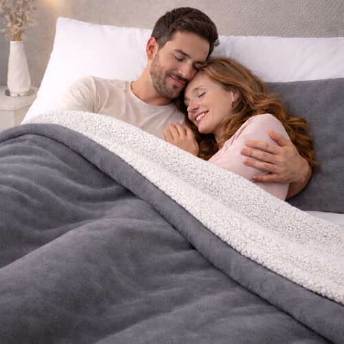 Waterproof Blanket Double Size - Sherpa Fleece Reversible Throw, Soft Warm Leak-Proof Bed & Couch Protector for Kids, Pets & Everyday Spills (Velvet Gray/Cloud White, 85x90) Bedding Aid by Bedding Aid - Used condition - Image 2