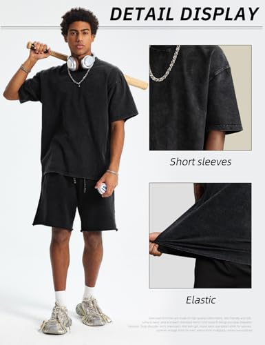 Image of Arssm Men Oversized T Shirts Vintage Tee Loose Fit Short Sleeve Casual Streetwear Baggy Washed Unisex Tops