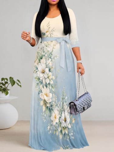 Image of Women's 3 /4 Sleeve Maxi Dress with Pockets