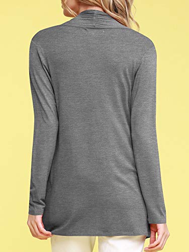 Image of Lock and Love Women's Draped Front Open Asymmetrical Cardigan - Casual Long Sleeve Lightweight Duster