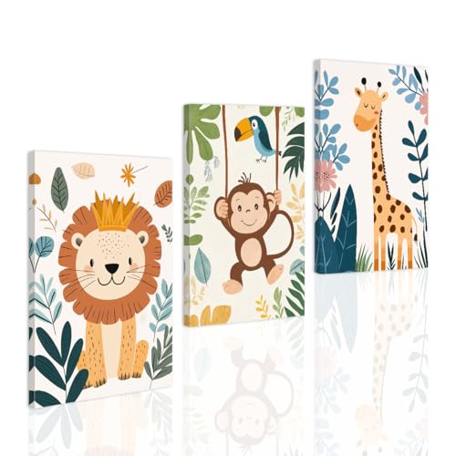 SWQYLB Nursery Wall Art Animals 3 Pieces Kid Room Wall