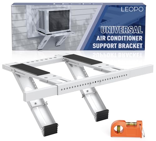 No Drilling Window AC Support Bracket, Adjustable Support Fits Single & Double-Hung Windows, Air Conditioner Holder Bracket Heavy Duty Steel Holds Up to 300lbs, for 5000-24000 BTU Units