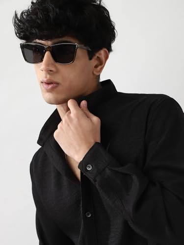 Image of Urbano Fashion Men's Linen Blend Full Sleeve Relaxed Fit Mandarin Collar Casual Solid Shirt