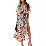 Photo Gallery fdsmall abito estivo da donna, stile boho, con scollo a v, maniche a 1/2, con motivo floreale, con scollo a v, linea a, casual, da spiaggia, lungo, colore: arancione., xl Photo Gallery fdsmall abito estivo da donna, stile boho, con scollo a v, maniche a 1/2, con motivo floreale, con scollo a v, linea a, casual, da spiaggia, lungo, colore: arancione., xl
