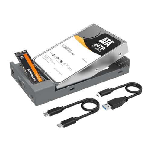 Image of MAIWO Dual Bay Enclosure for M.2 NVMe SATA SSD and 2.5 3.5 inch SATA SSD HDD, External Hard Drive to USB C Adapter, 10Gbps 32TB Capacity【DO NOT Support Clone】