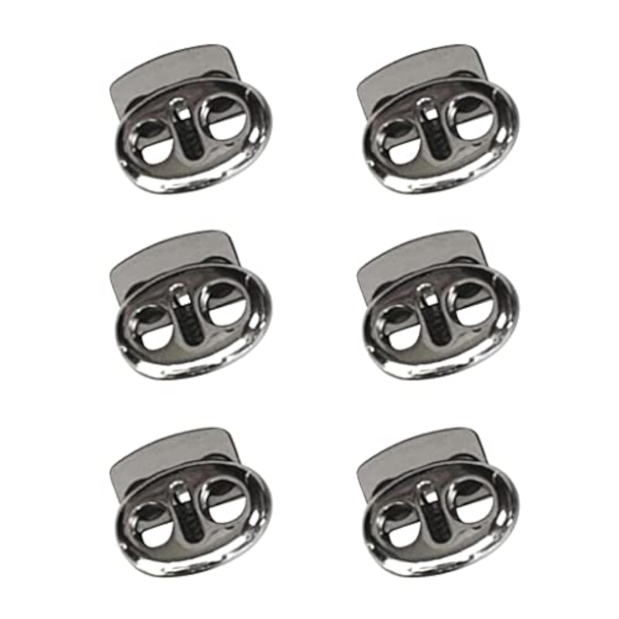 5x6 Pieces Metal Oval Bean String Cord Locks, Toggle Spring Clasp