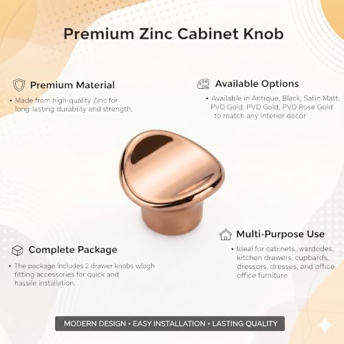 Image of JAGGER JAG401 Drawer Knobs for Home & Office - Durable and Elegant Stainless Steel Door Knob for Cabinets, Cupboards & Dressers (2, Rose Gold (CURV Round))