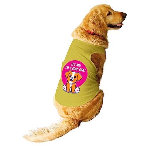 Image of Ruse cotton blend I m a Good Girl Printed Dog Round Neck Sleeveless Vest Tank T-Shirt /Tees Apparel /Clothes /Tees Gift for Dogs (Yellow /XXL (Saint Bernard, Great Dane etc.), 1 count