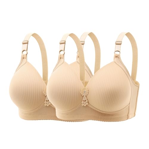 Sujetadores de alto soporte para mujer, con correa ajustable, cobertura completa, cómodos, sin aros, brasier deportivo para niñas, Beige #1, 78