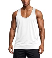 Herren Sport Tanktop Muskelshirt Atmungsaktiv Schnelltrocknend Gym Fitness Ärmellos Shirt Bodybuilding Training Laufshirt Slim Fit Racerback Weiß M