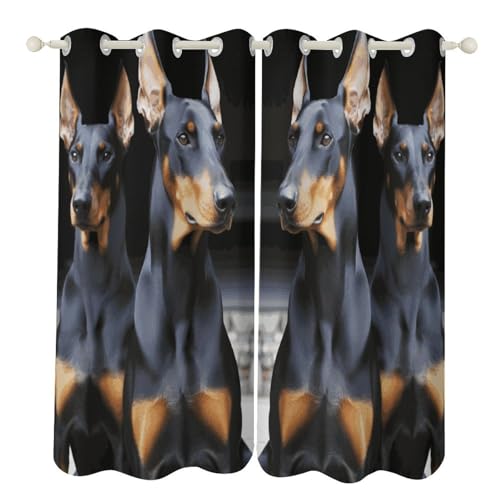 Rideaux occultants bleu marine Doberman lot de 2 pour salon
