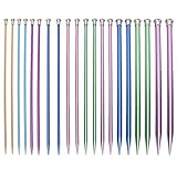 Knitting Needles Set 20pcs, 25cm Colored Ultra Light Various Sizes Available Aluminum, 10in Weaving Needles for Handmade DIY Knitting