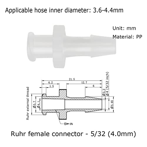 Meetoot 10Pcs Female Luer Lock 5/32" Polycarbonate Hose Barb Adapter For Laboratory Biochemical/Analytical Instruments, Food Machinery And Aquarium Equipment #TOP1