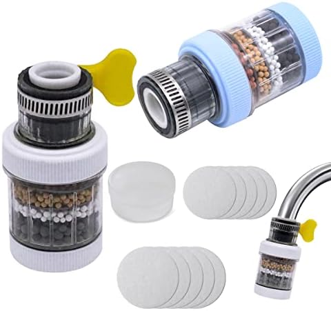 MEIYIDAY 2 pcs Activated Carbon Water Faucet Purifier Splash-Proof Tap Water Purifier, Replacement Faucet Filter Water Purifier Filter for 15-32 mm Tap (6-Layer Filtration)