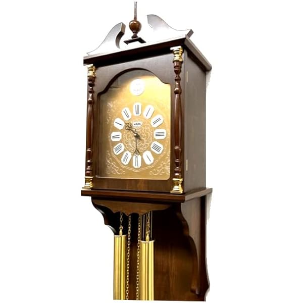 RELOJESDECO Pendel väggklocka, 110cm, Trä och kristall, Regulator Kvarts, med soneria, 3 melodier, Låter hela och rum