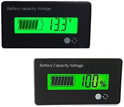 Battery Capacity Fuel Gauge Battery Monitor, HoneyCare Programmable Battery Level Voltage Meter Gauge 12V 24V 36V 48V 60V 72V 84V Lead Acid/3S-22S Cell Lithium Battery Meter (Green LCD Fuel Gauge)