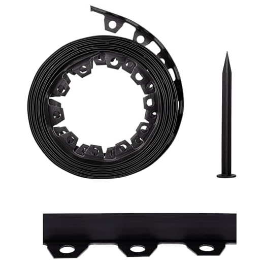 10m Flexible Garden Border Edging – 32ft Black Lawn & Landscape Edge Strip, 4cm High with 20 Pegs, Easy-Cut & Weatherproof Plastic Edging for Beds, Paths & Lawns