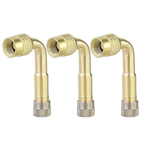 AMANDELIZABE Lot de 3 rallonges de valve coudées à 90 ° - En cuivre - Parfait pour voiture, moto, vélo et scooter