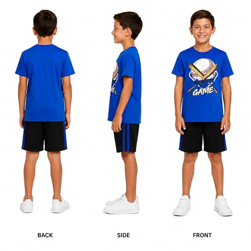 Image of Pro Athlete Active Boys Short Sets - 2 Piece Performance Crewneck Short Sleeve T-Shirt and Shorts Boys Athletic Sets (8-16)