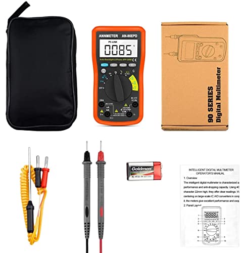 Annmeter An-90Epd Digital Multimeter With Phone App, Auto-Ranging 4000 Counts Multi-Tester, Dmm For Measures Ac/Dc Voltage Current Resistance Capacitance Temperature #TOP6