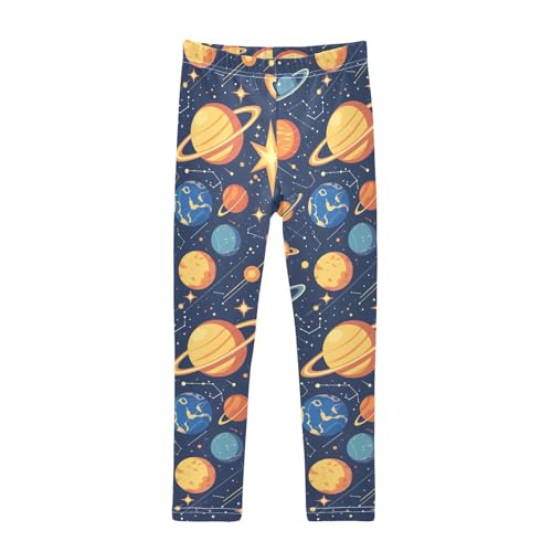 Astronauts Constellations Planets Kids Baby Girls Basic Leggings Stretchy Full Length Yoga Pants Gym