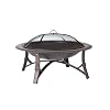 Fire Sense 60857 Fire Pit Roman Brushed Painted Steel Legs Wood Burning Lightweight Portable Patio Outdoor Firepit Backyard Fireplace Included Screen Lift Tool – 35″