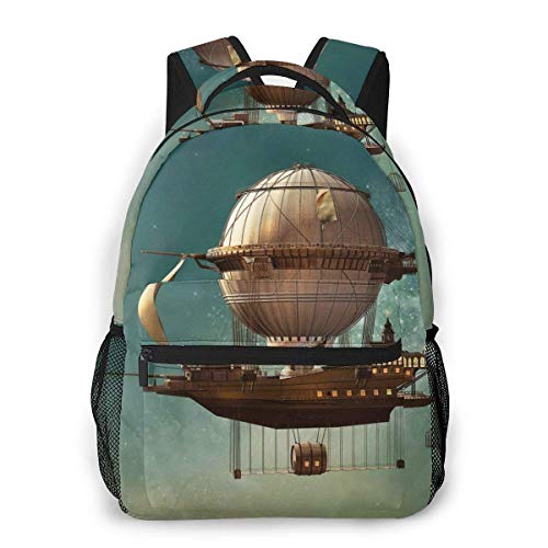Lawenp School Backpacks Surreal Sky Scenery Steampunk Airship Fairy Sci Fi Stardust Space Image for Teen Girls&Boys 16 Inch Student Bookbags Laptop Casual Rucksack steampunk buy now online