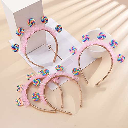 Toddler Pleated Lace Lollipop Shape Headband Amusement Children Day Party Festival Hair Hoop For Couple Headpiece4