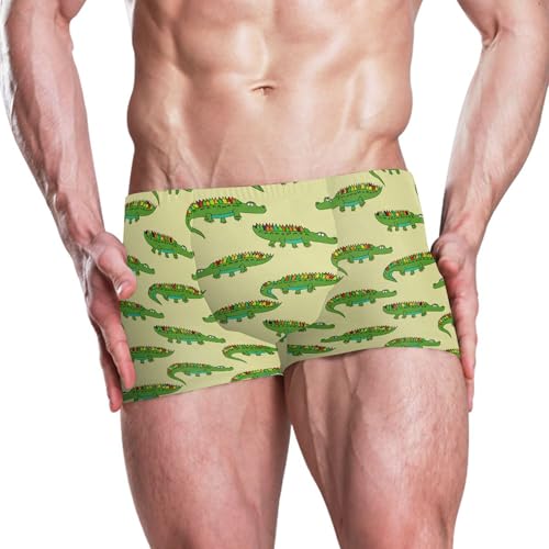 Crocodile Funny Mens Swim Trunk Swimwear Bathing Suit Swim Brief Square Leg Board Short S B04054162