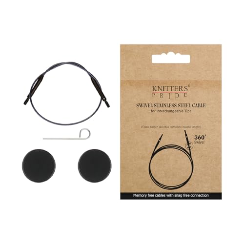 Image of Knitter's Pride Black Nylon Coated Stainless Steel Swivel Cables - 50 inch inch