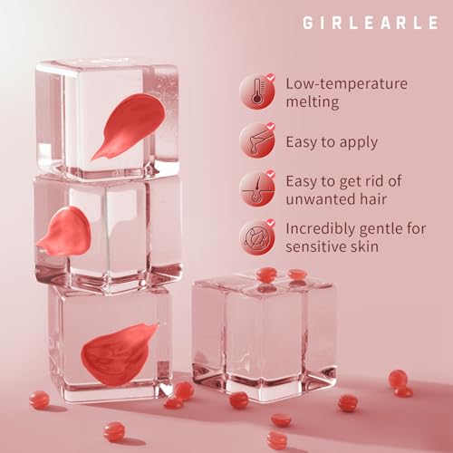Image of GIRLEARLE 1LB Hard Wax Beads for Hair Removal, Low Melt Hard Wax Beads with Red Rose Formula, Wax Beads for Brazilian Waxing & Sensitive Skin, Stripless Hard Wax for Bikini, Face & Body At-Home Waxing