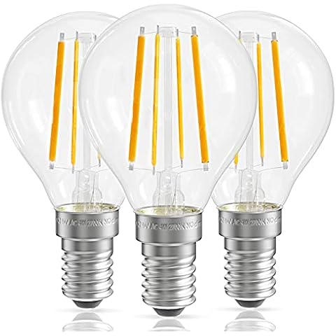 QNINE Warm White E14 LED Light Bulb, 4W (40W Equivalent), 400lm, SES Golf Ball Bulb, 2700K, Non-Dimmable, 3 Pack Cover
