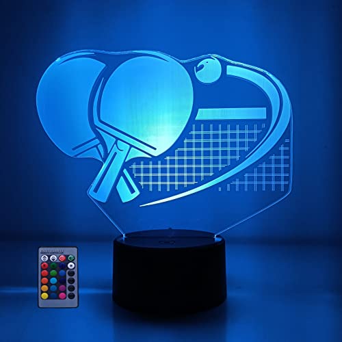 HPBN8 Ltd 3D Tischtennis LED Lampen Fernbedienung 7/16 Farbwechsel Acryl berühren Tabelle Schreibtisch-Nachtlicht mit USB-Kabel für Kinder Schlafzimmer Geburtstagsgeschenke Geschenk