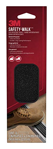 3M Safety-Walk Indoor/Outdoor Tread, Black, 2-in by 9-in, 6 Strips, 7639NA