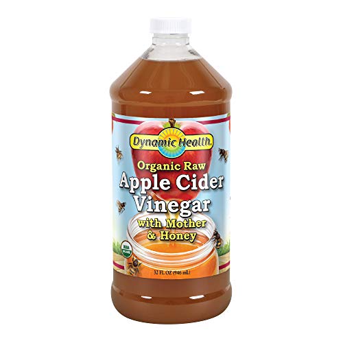 Dynamic Health Organic Raw Apple Cider Vinegar with Mother & Honey | Vegetarian, Gluten Free, Non-GMO, No Artificial Flavors | 32 FL OZ, Btl-Plasticavors | 32 FL OZ, Btl-Plastic