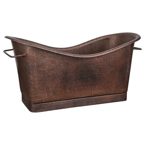 Premier Copper Products 67" Hammered Copper Rectangle Bathtub with Towel