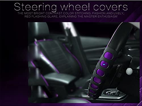 Image of NIKAVI Fashion Steering Wheel Cover - Violet Color | Size - Medium | Diameter 38 cm | O-Type | Car Steering Wheel Protector, Anti-Slip, Stylish Leather Finish Grip Cover for Round Steering Wheels