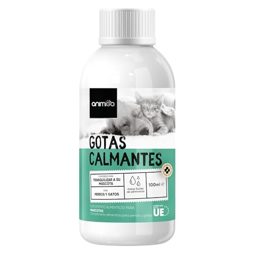 Animigo Gotas Calmantes para Gatos y Perros. Relajante Natural No Somnífero. para Estrés, Ansiedad por Separación, Viajes y Ruidos Fuertes. con Aminoácidos, Vitaminas y Minerales. Gotero 100ml