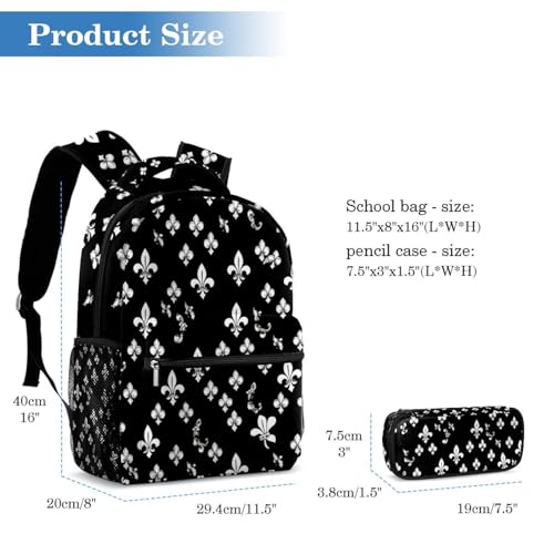 Ensemble cartable fleur de lis blanche aux finitions soignées pour étudiants