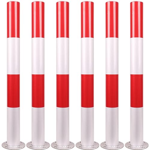 Traffic Bollards Construction Cone Traffic Delineator Post Safety Bollard Post White Red, Parking Bollards For Traffic Crowd Control, Traffic Delineator Posts, Outdo,White+red D89mm-H75cm 6pc